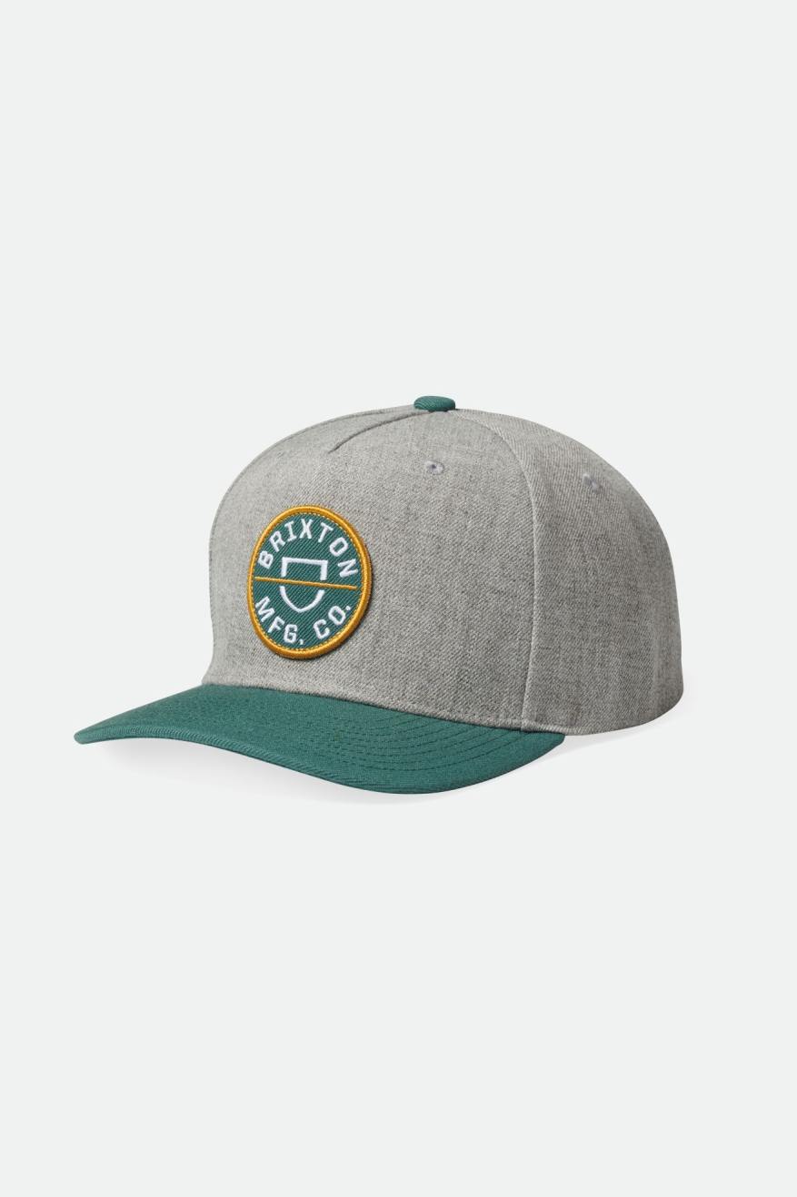 Gorras Brixton Crest C MP Hombre Gris Oscuro Verde Oscuro | FSWNDC716