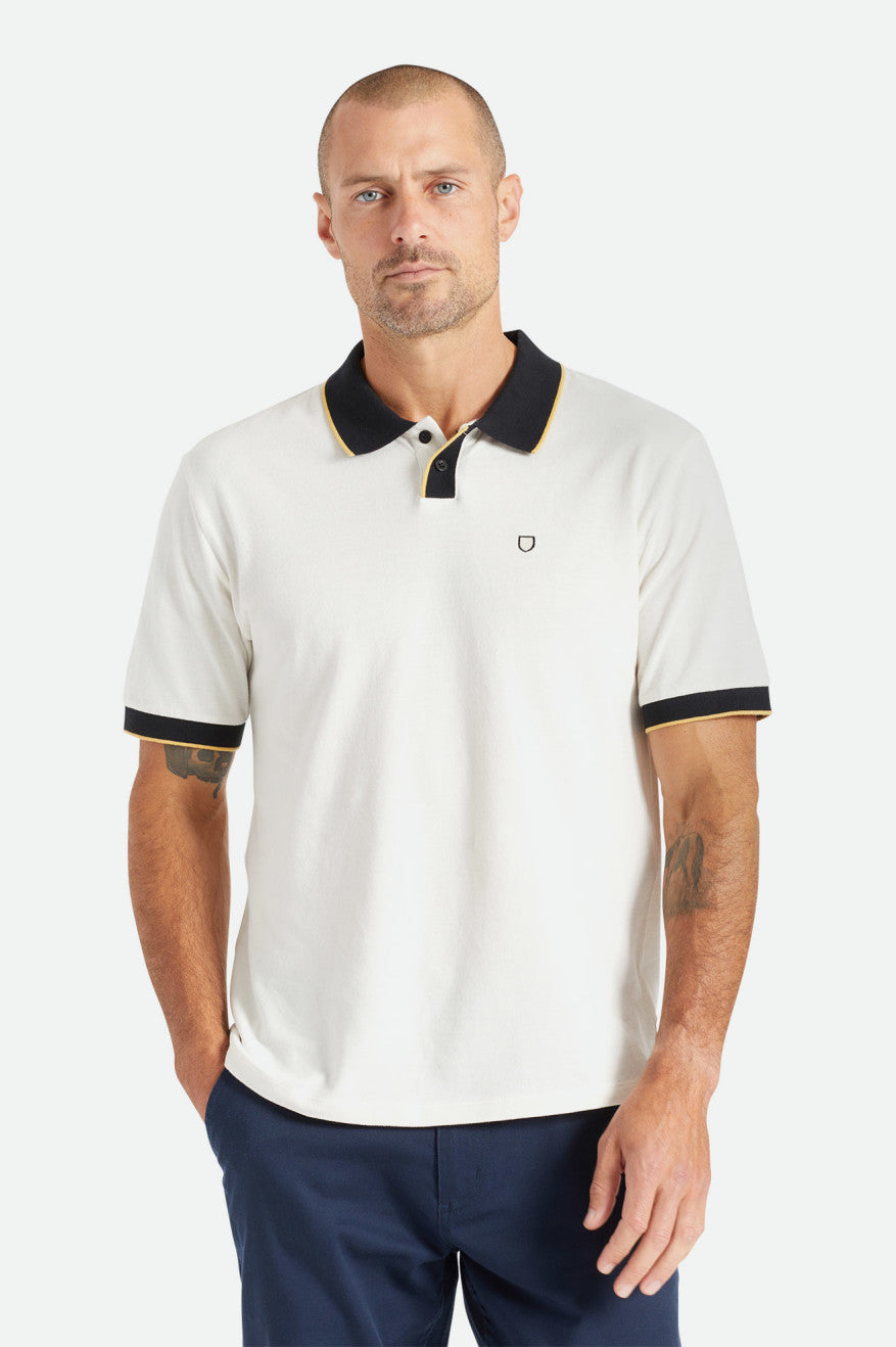 Prendas De Punto Brixton Proper S/S Polo Hombre Blancas Negras | MUWXKV186