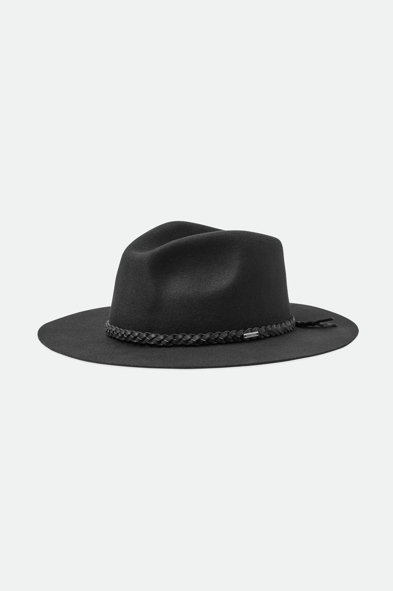 Sombreros De Fieltro Brixton Messer Western Fedora Mujer Negras | FYEKRX782