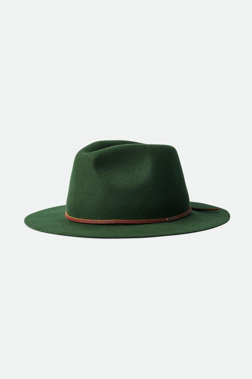 Sombreros De Fieltro Brixton Wesley Packable Fedora Mujer Verde | FKTQBI517