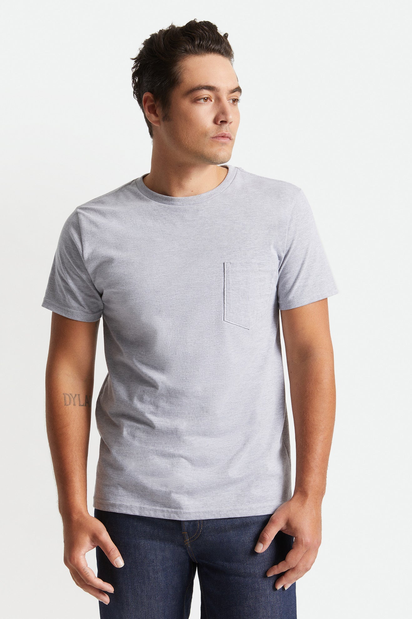 Tops Brixton Basic S/S Pocket Hombre Gris | YVMLPZ985