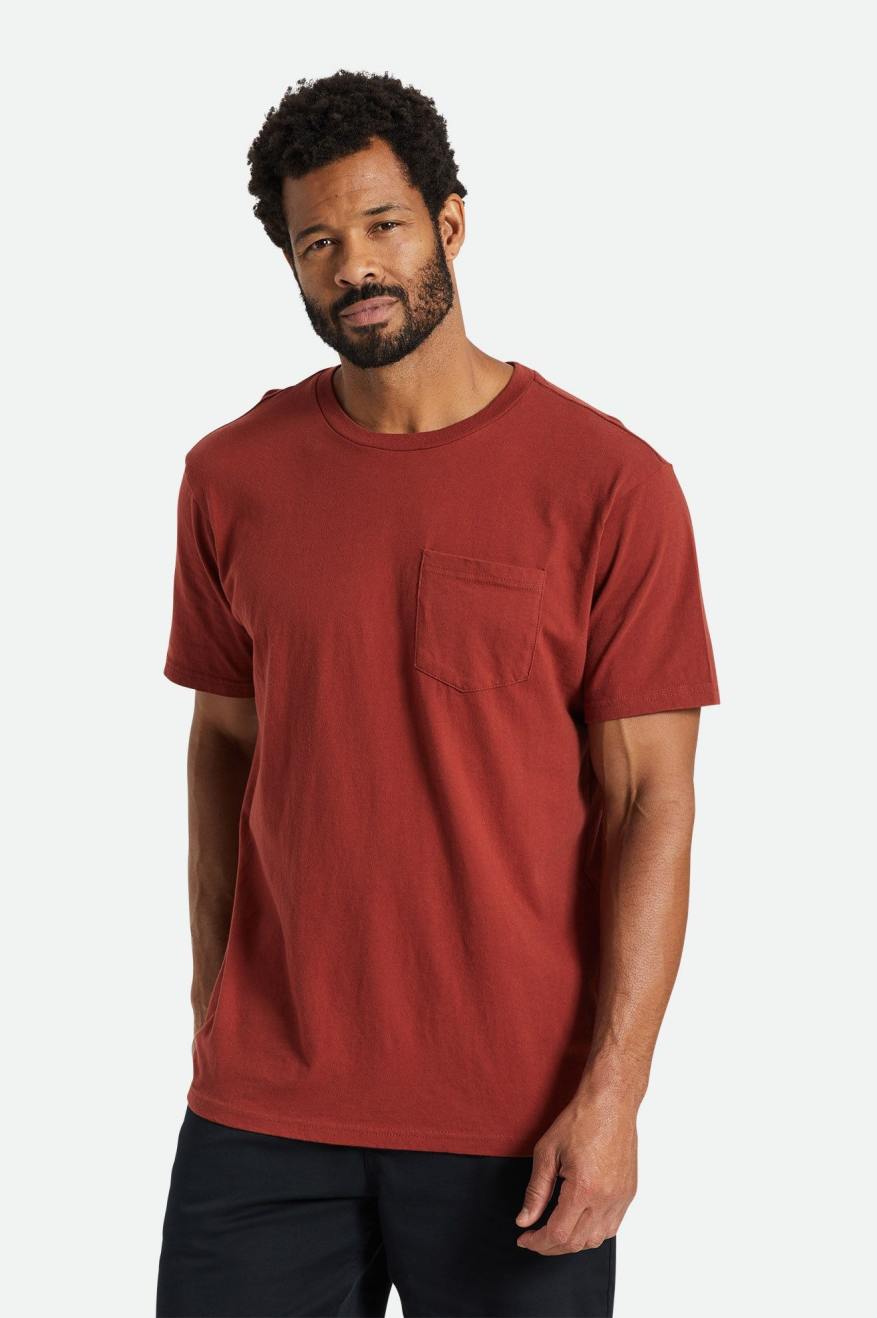 Tops Brixton Basic S/S Pocket Hombre Rojas | OTBQPL463