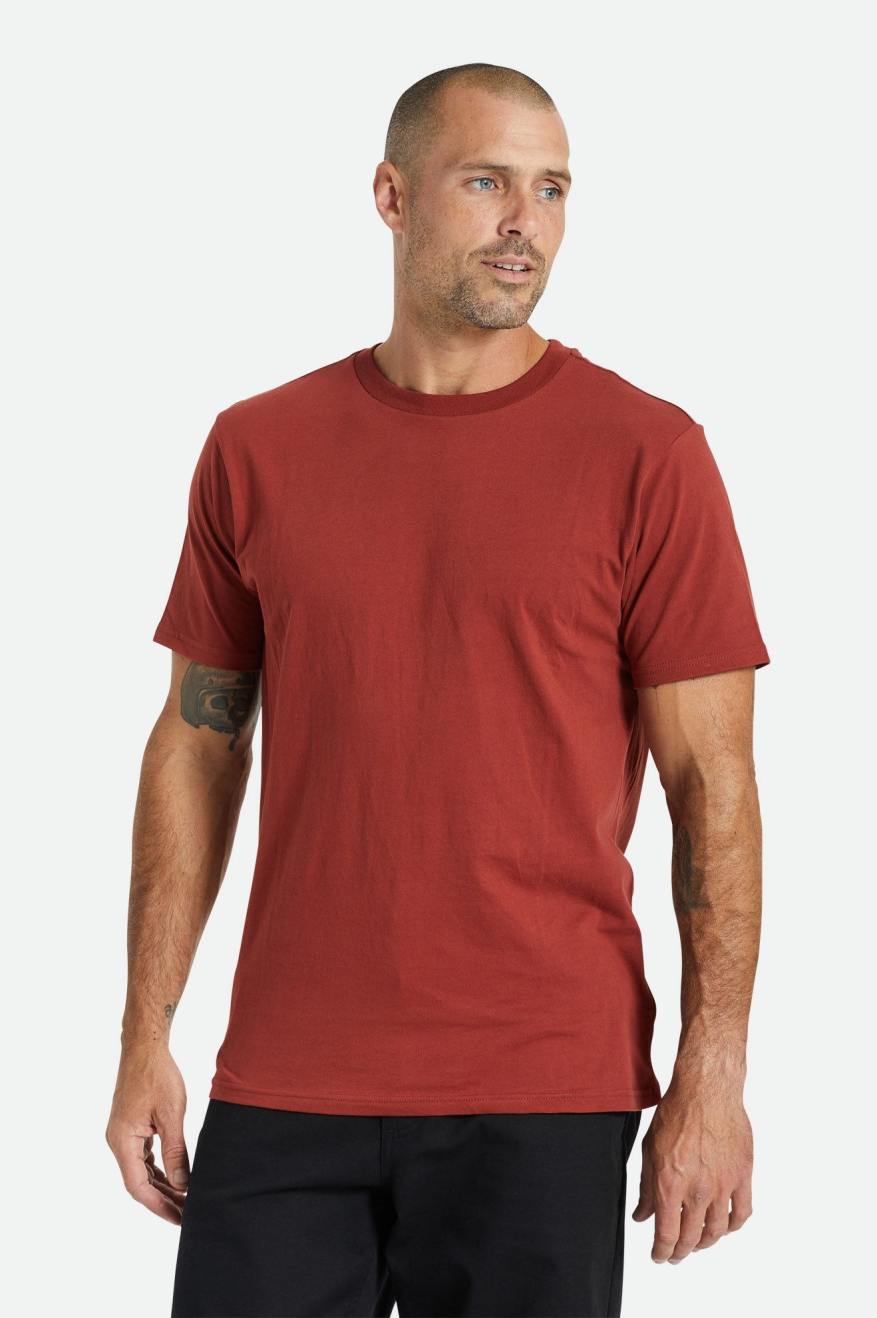 Tops Brixton Basic S/S Tailored Hombre Rojas | SNJTQG795