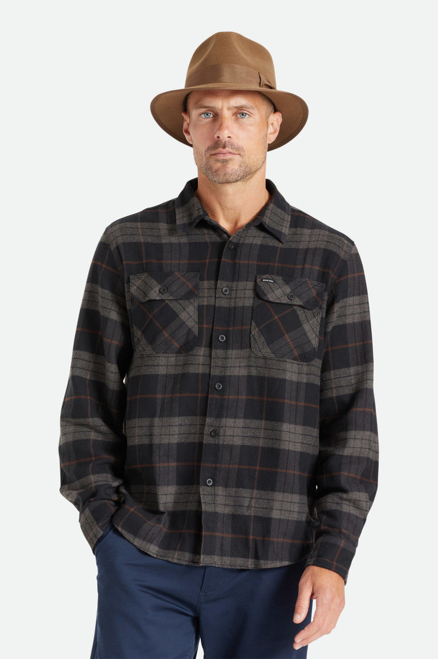 Tops Tejidos Brixton Bowery L/S Hombre Negras Gris | FTRUKX963