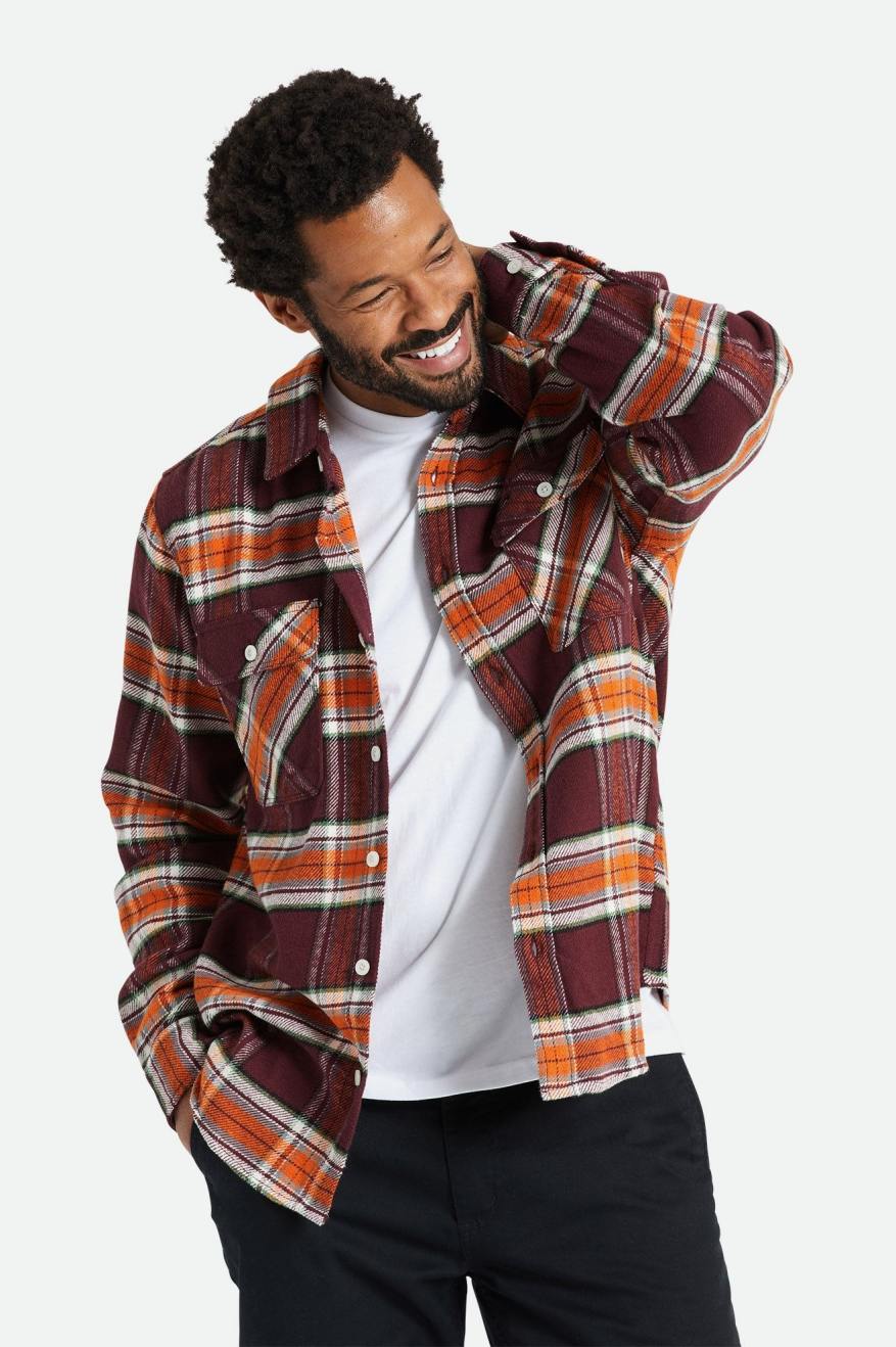 Tops Tejidos Brixton Bowery L/S Hombre Naranjas | PKMNTD081